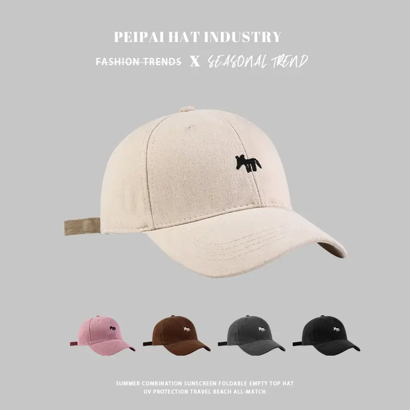 Women's Fox Embroidered Beige Baseball Cap - Image 13