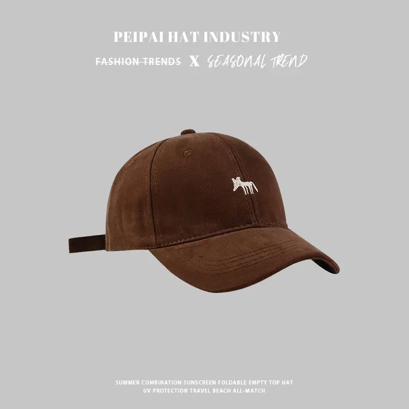 Women's Fox Embroidered Beige Baseball Cap - Image 3
