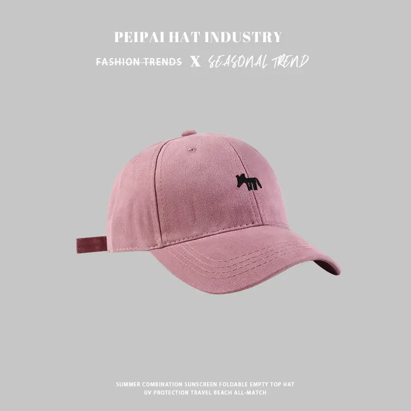 Women's Fox Embroidered Beige Baseball Cap - Image 4