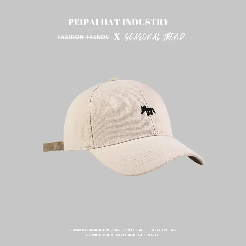 Women's Fox Embroidered Beige Baseball Cap - Image 6