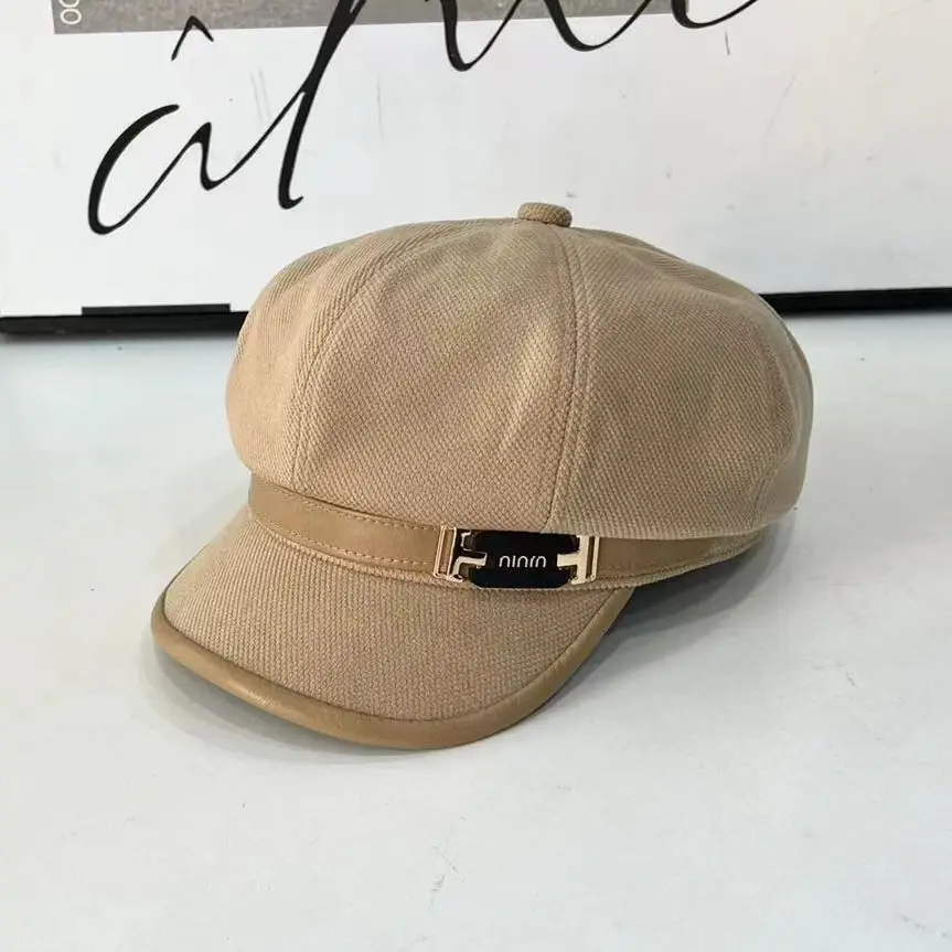Women's Winter Cap Tan Brown Retro Style - Image 6