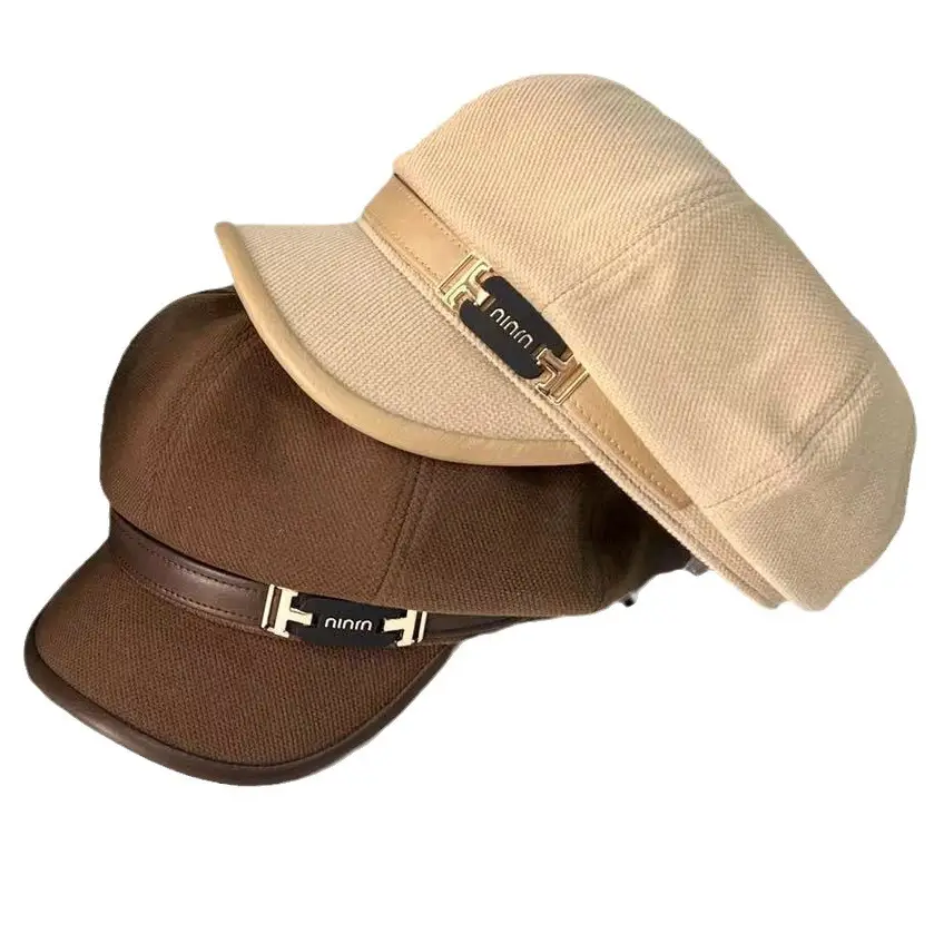 Women's Winter Cap Tan Brown Retro Style - Image 9