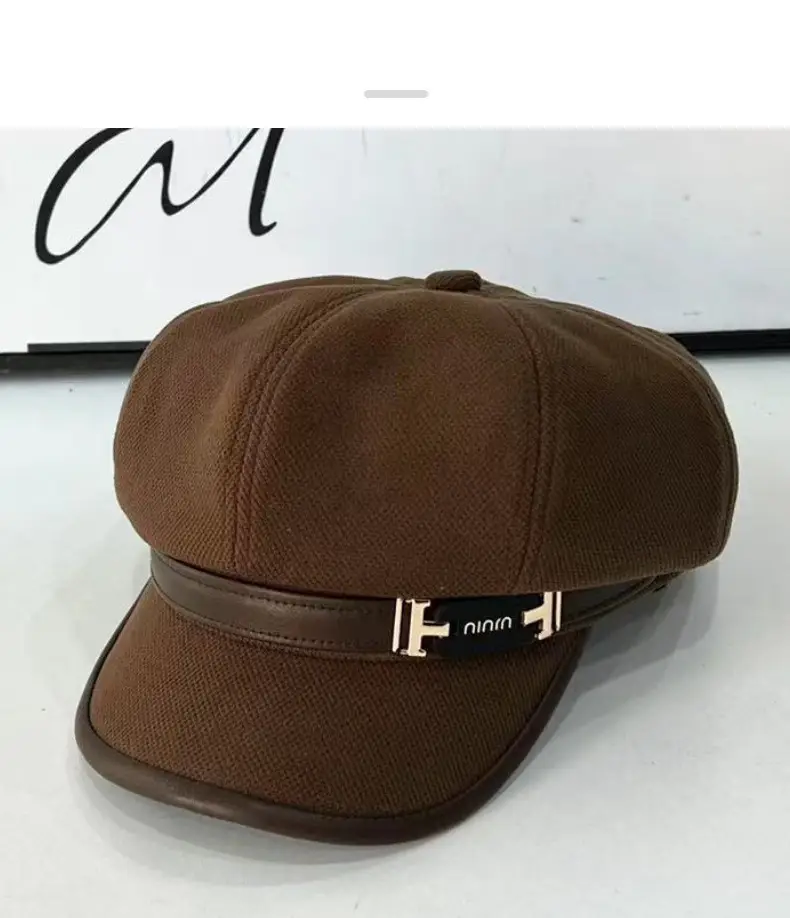 Women's Winter Cap Tan Brown Retro Style — feature 13