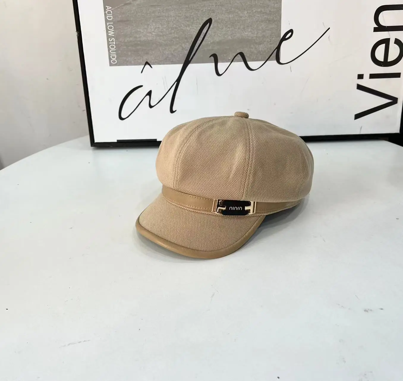 Women's Winter Cap Tan Brown Retro Style - Image 3