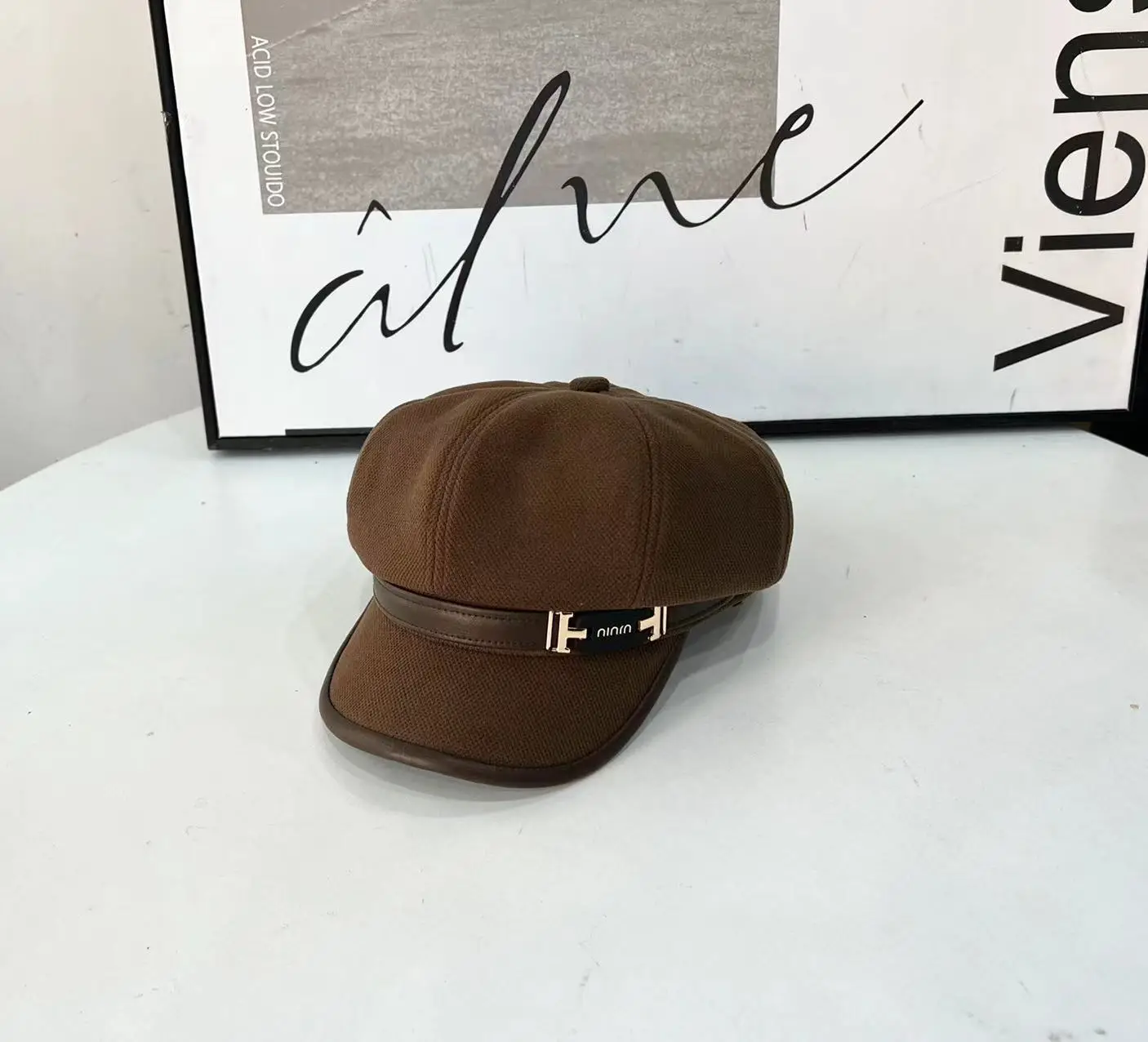 Women's Winter Cap Tan Brown Retro Style - Image 4