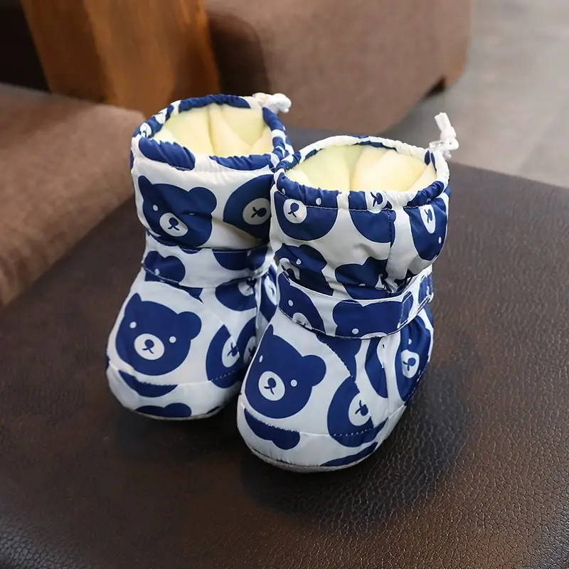 Baby Winter Cotton Shoes with Fleece Lining, Waterproof, Anti-Slip, 3-6-12M