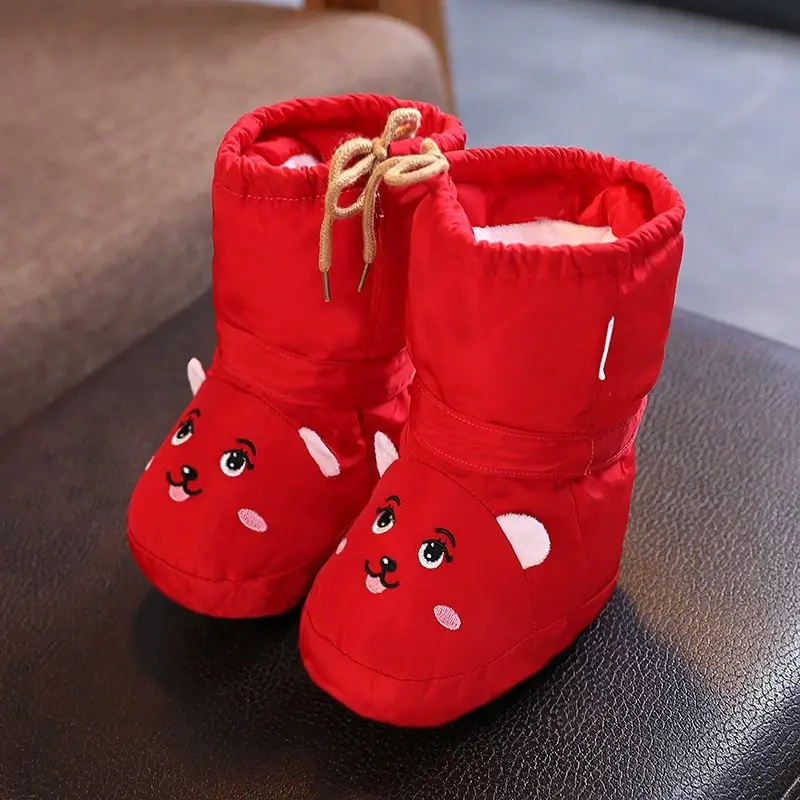 Baby Winter Cotton Shoes with Fleece Lining, Waterproof, Anti-Slip, 3-6-12M