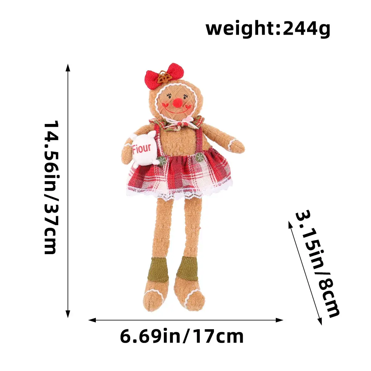 Christmas Gingerbread Doll Decor 16g Fabric - Image 12