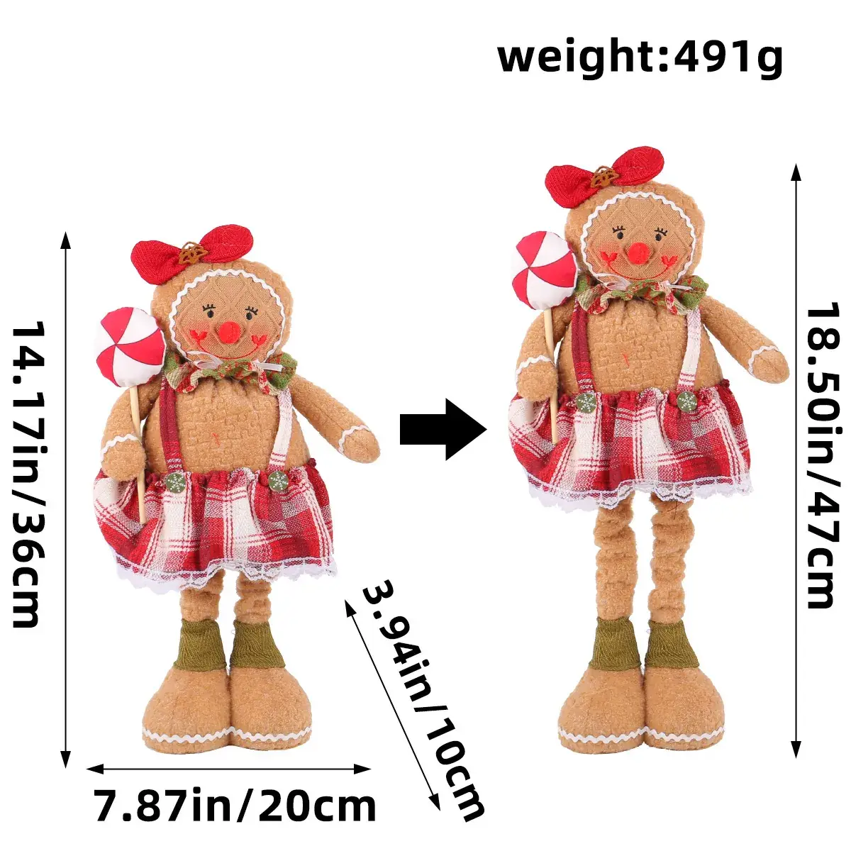 Christmas Gingerbread Doll Decor 16g Fabric - Image 6