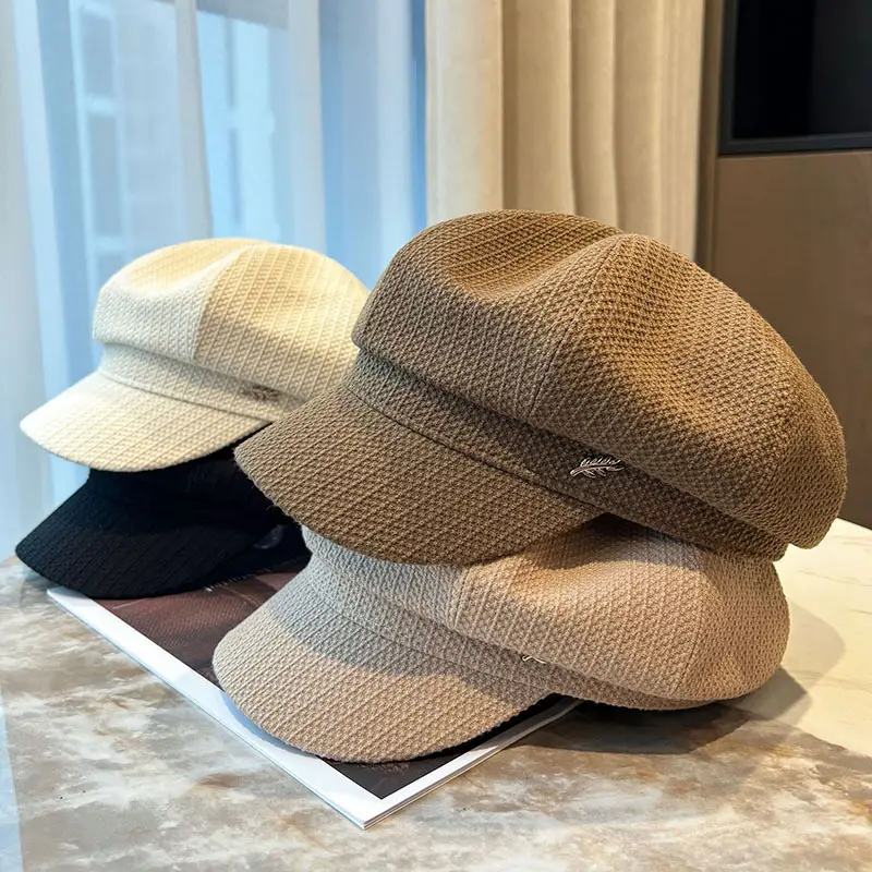 Kids Korean Style Black Octagonal Beret Cap — feature 1