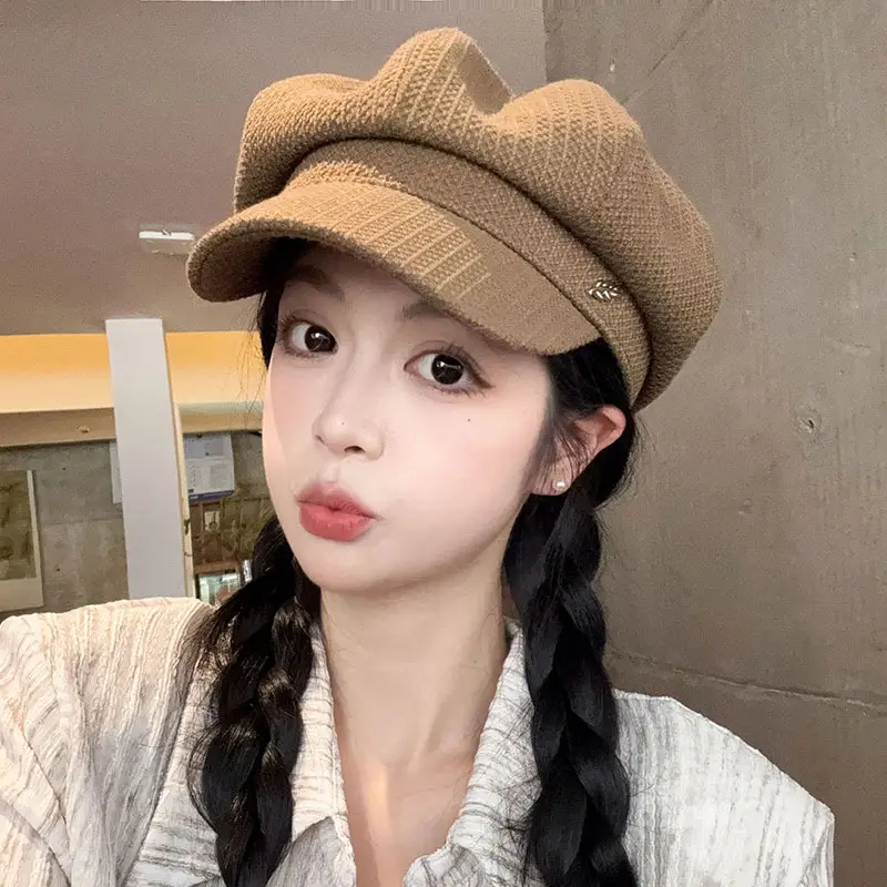 Kids Korean Style Black Octagonal Beret Cap — feature 10