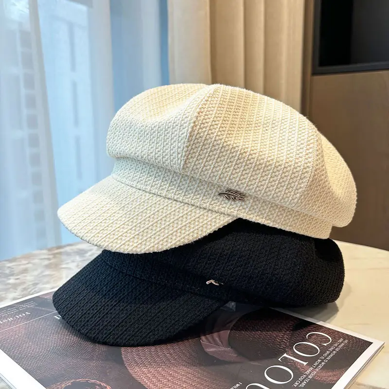 Kids Korean Style Black Octagonal Beret Cap — feature 2