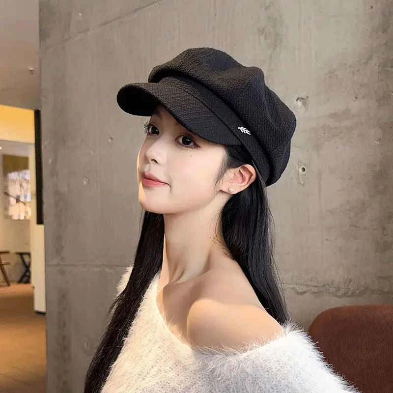 Kids Korean Style Black Octagonal Beret Cap — feature 8
