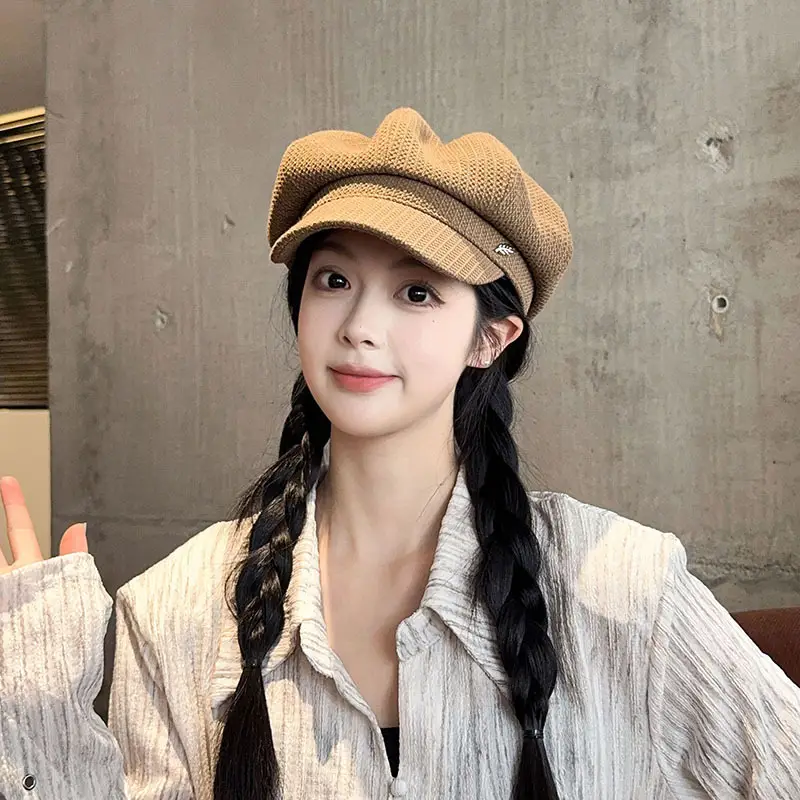 Kids Korean Style Black Octagonal Beret Cap — feature 9
