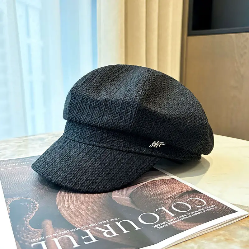 Kids Korean Style Black Octagonal Beret Cap - Image 5