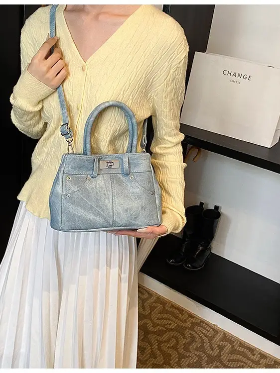 Light Blue Suede Crossbody Bag for Women 2026 - Image 3
