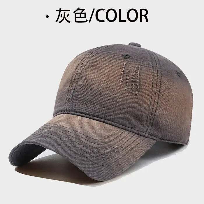 Men Distressed Cotton Baseball Cap Large Bim Grey - Image 10