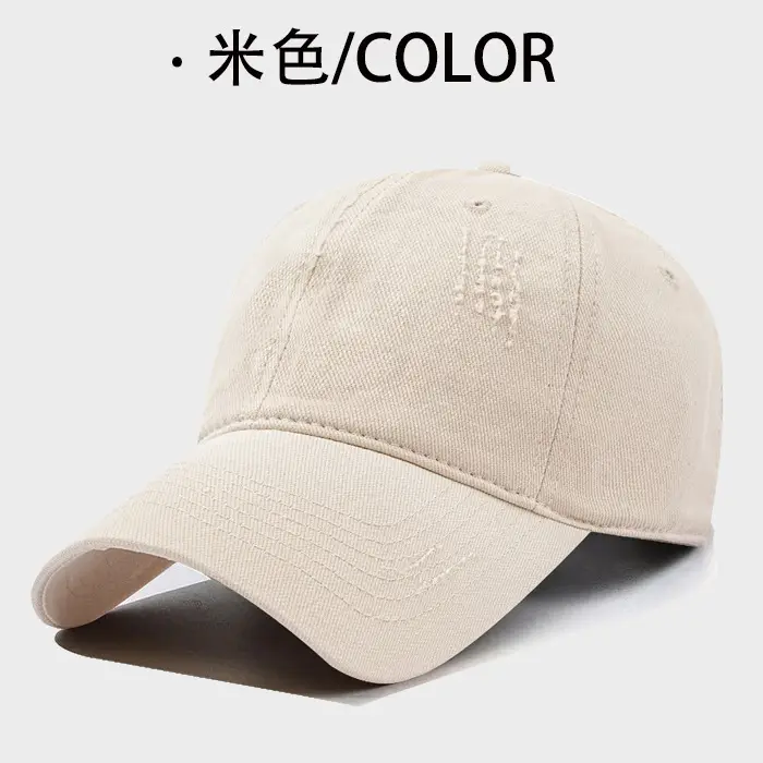 Men Distressed Cotton Baseball Cap Large Bim Grey - Image 5