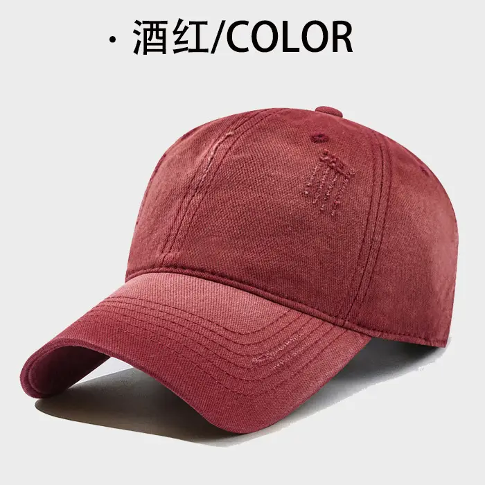 Men Distressed Cotton Baseball Cap Large Bim Grey - Image 7