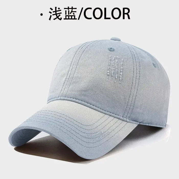Men Distressed Cotton Baseball Cap Large Bim Grey - Image 8