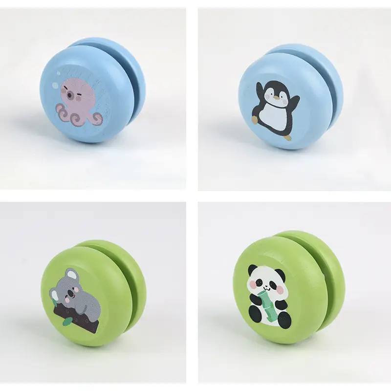 Children's Wooden Yo-Yo Cartoon Animal Educational Early Education Toys Cute Kindergarten Gifts Yo-Yo Wholesale