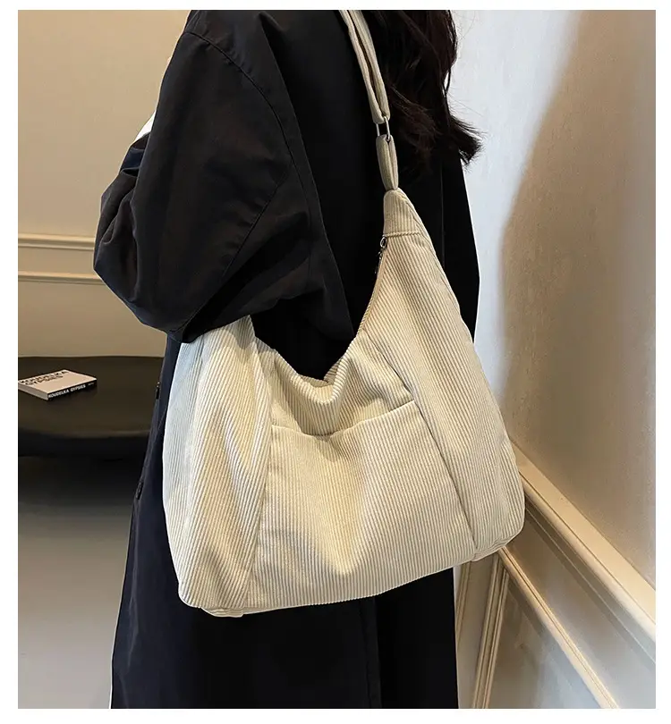 Green Corduroy Women's Large Tote Bag — feature 1
