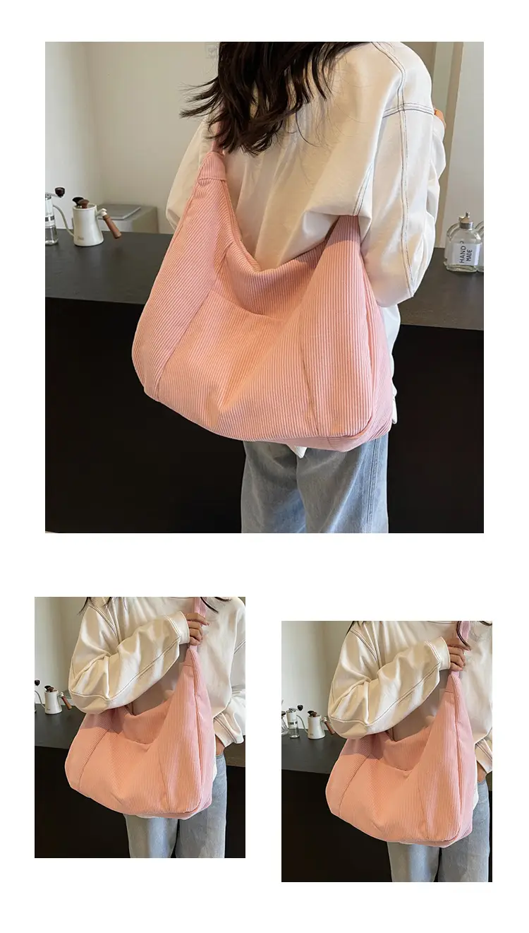 Green Corduroy Women's Large Tote Bag — feature 11