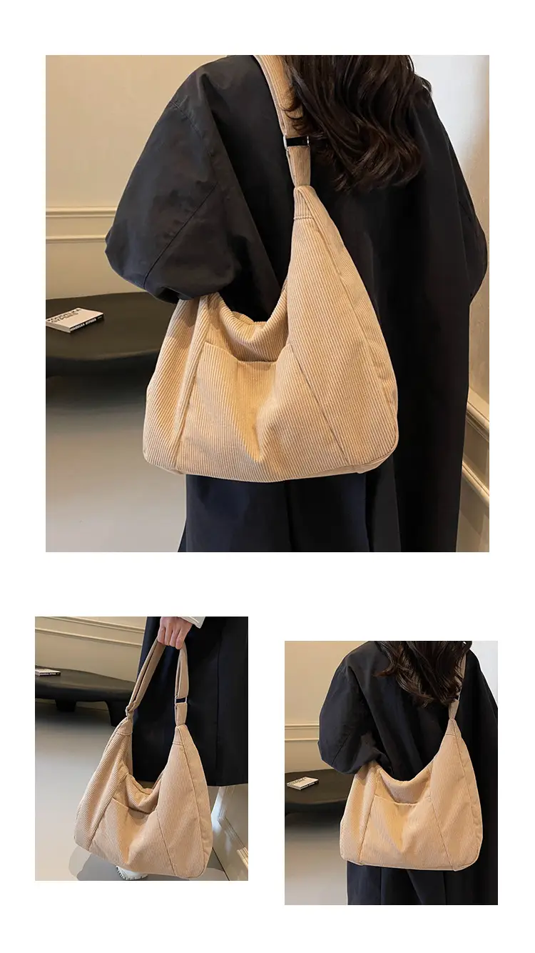 Green Corduroy Women's Large Tote Bag — feature 13