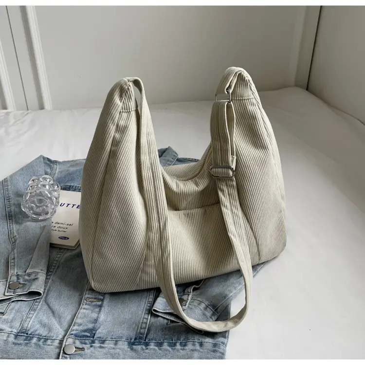 Green Corduroy Women's Large Tote Bag — feature 17