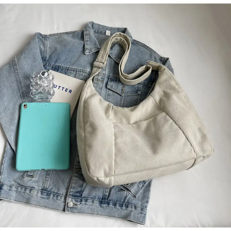Green Corduroy Women's Large Tote Bag — feature 18