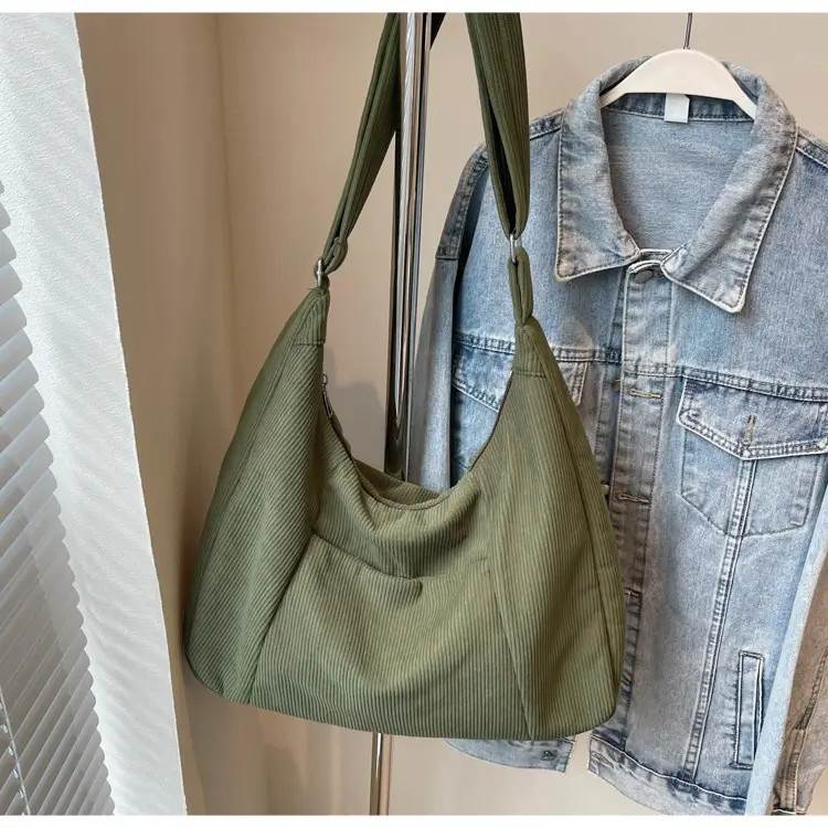 Green Corduroy Women's Large Tote Bag — feature 23