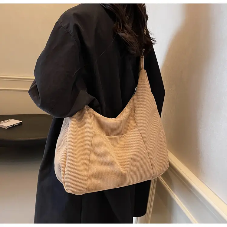 Green Corduroy Women's Large Tote Bag — feature 37