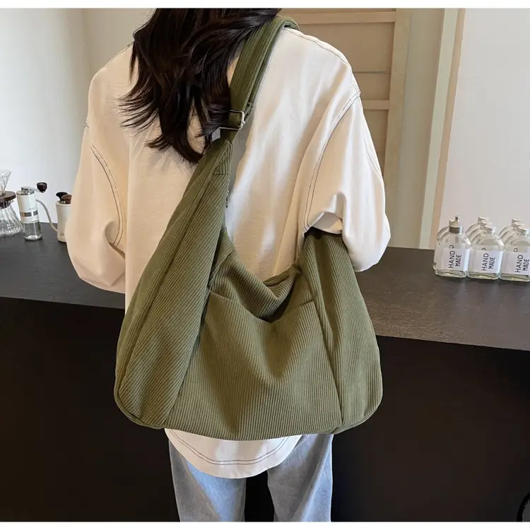 Green Corduroy Women's Large Tote Bag — feature 47