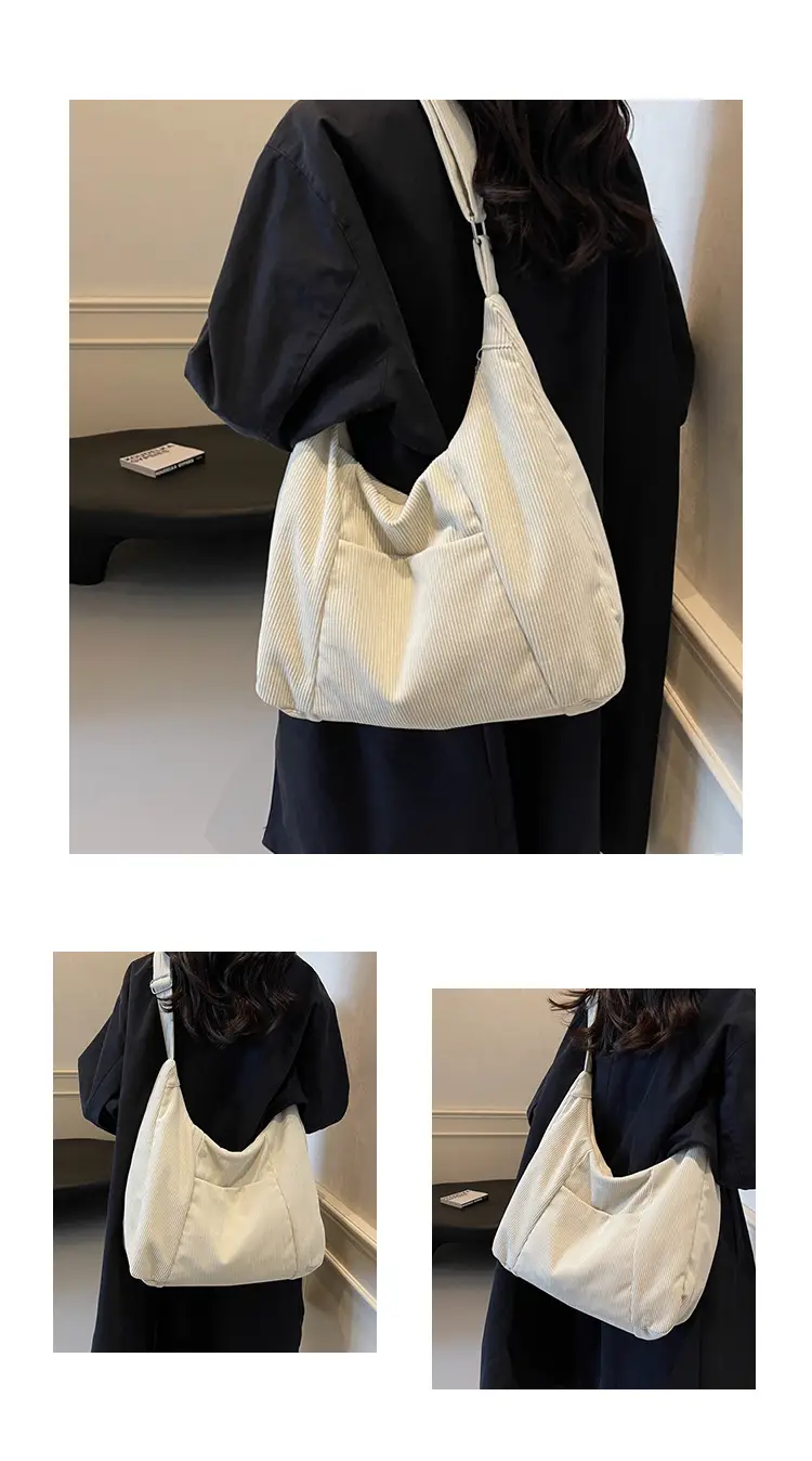 Green Corduroy Women's Large Tote Bag — feature 9