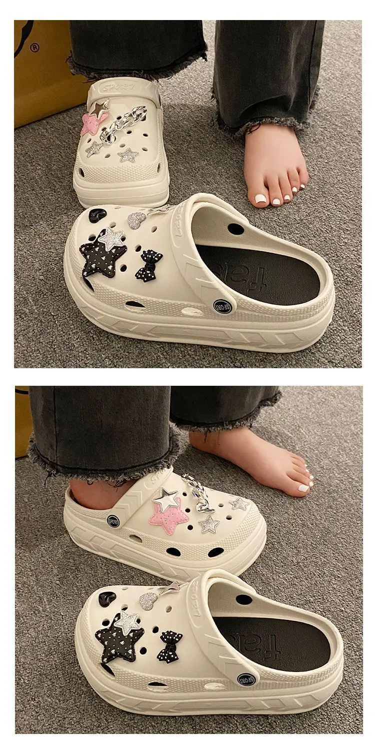 Women Croc Sandals White Star Decor 2024 Summer — feature 18