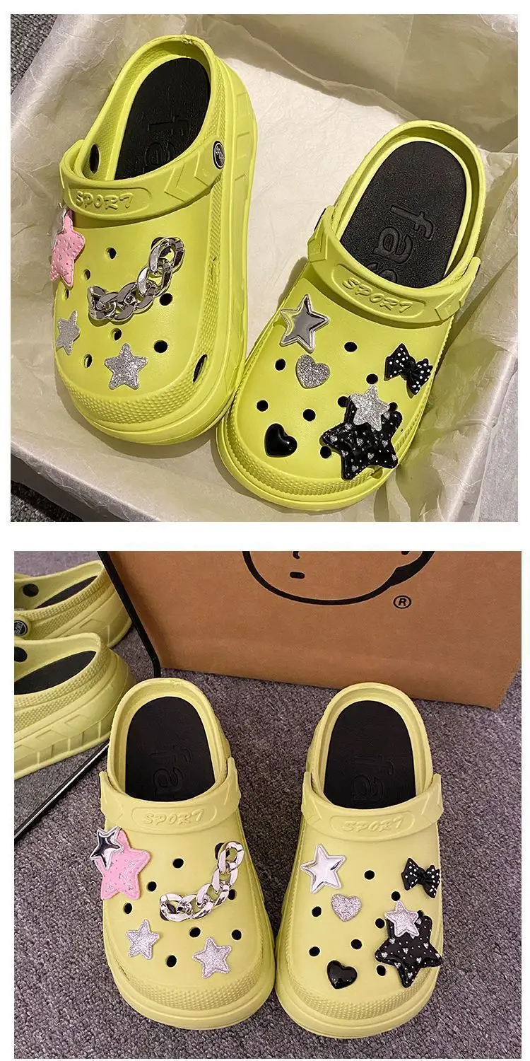 Women Croc Sandals White Star Decor 2024 Summer — feature 23