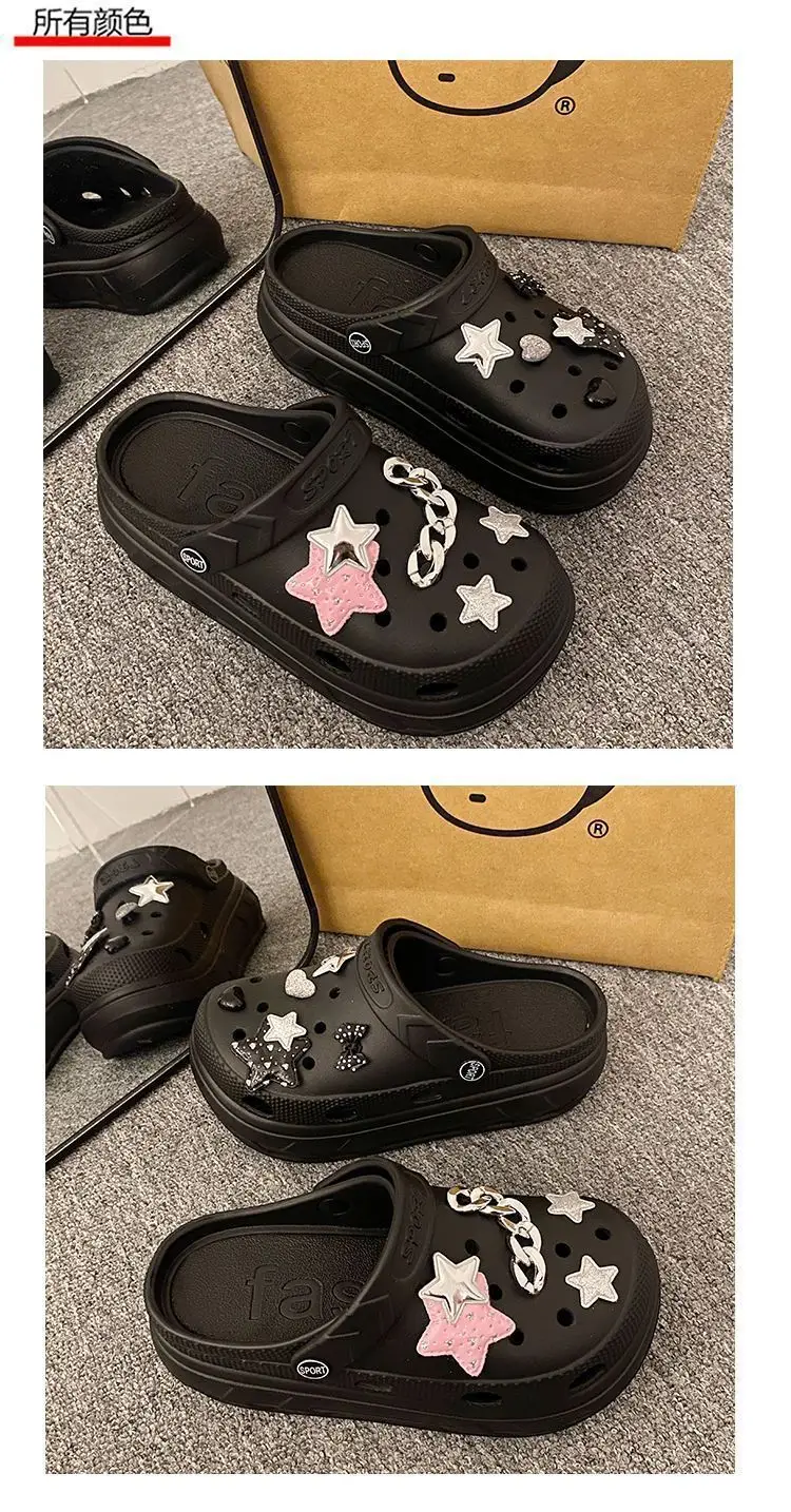 Women Croc Sandals White Star Decor 2024 Summer — feature 26