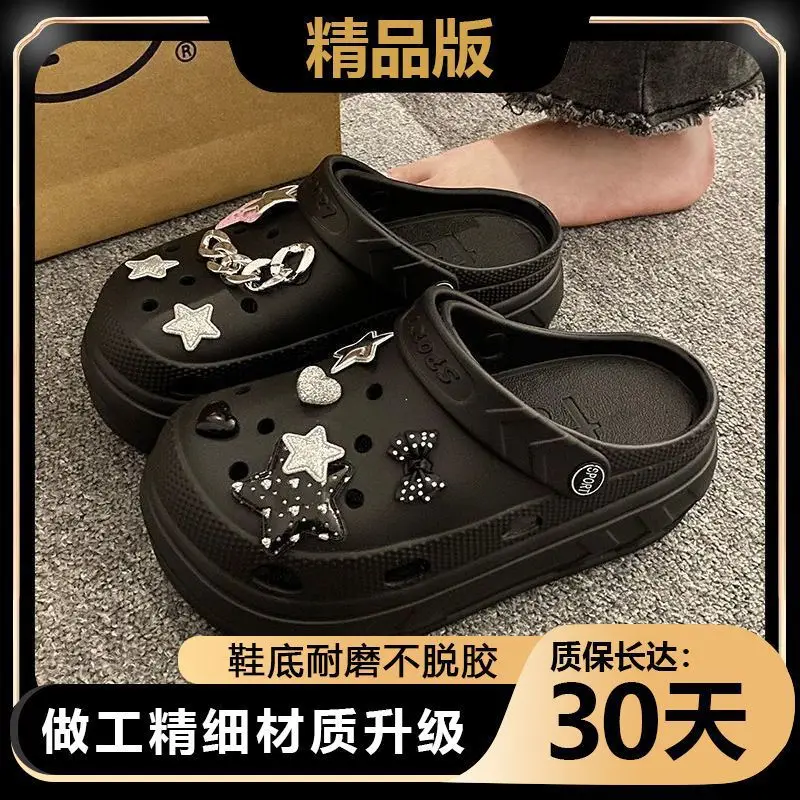 Women Croc Sandals White Star Decor 2024 Summer