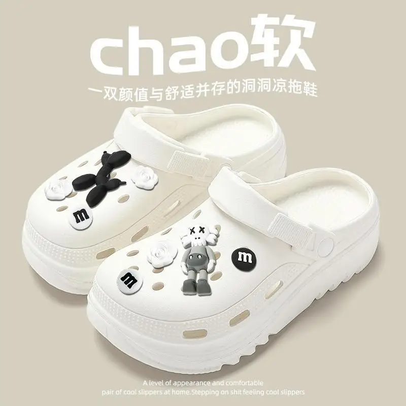 Women Black Clogs with Decorative Buttons 2025