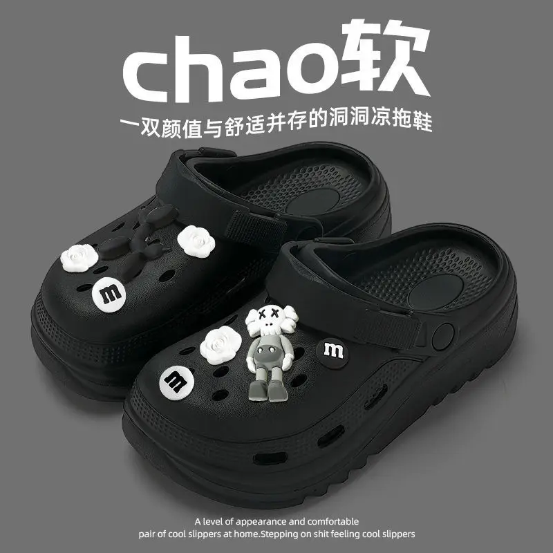 Women Black Clogs with Decorative Buttons 2025