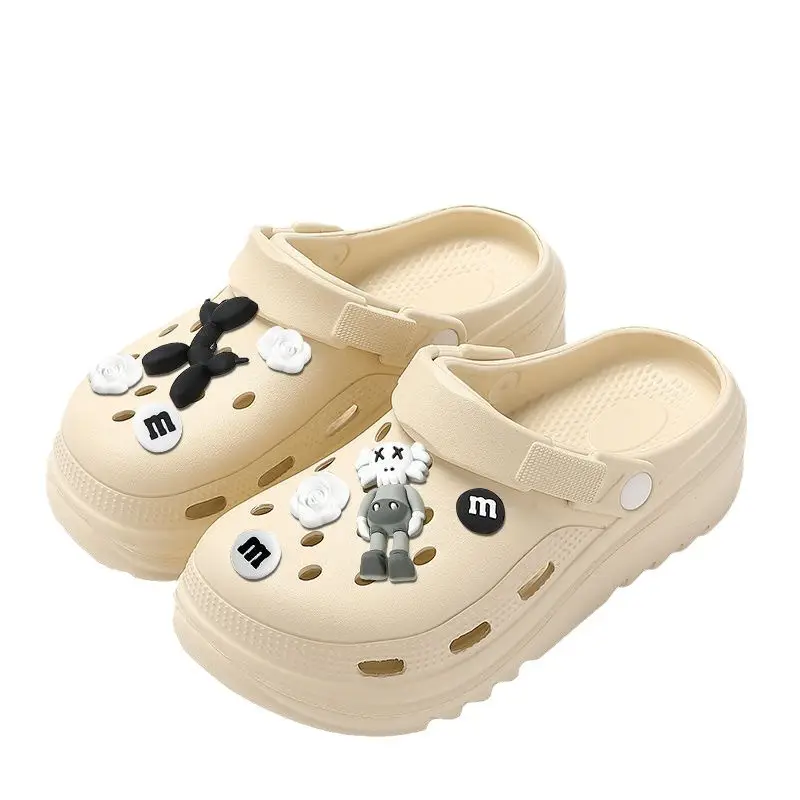 Women Black Clogs with Decorative Buttons 2025