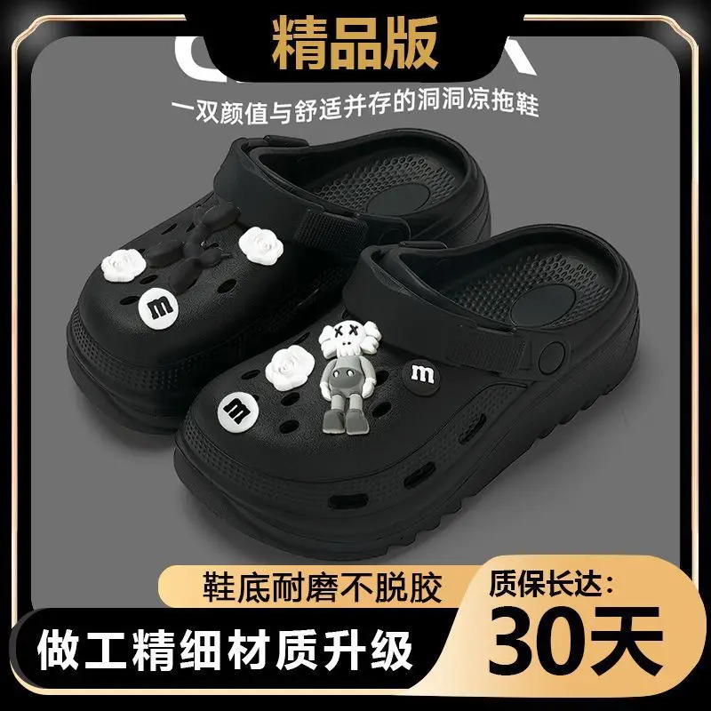 Women Black Clogs with Decorative Buttons 2025