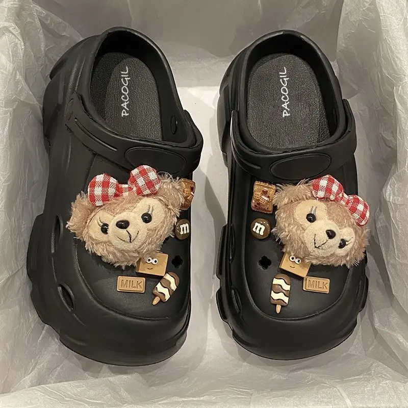 Women's White Platform Clogs with Bear Design - Image 4