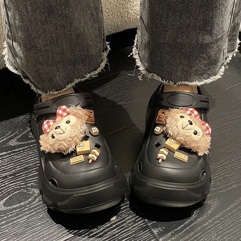 Women's White Platform Clogs with Bear Design — feature 20