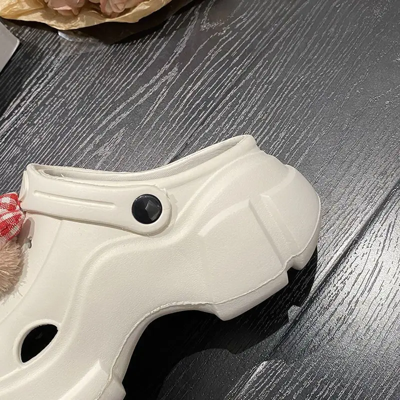 Women's White Platform Clogs with Bear Design — feature 27
