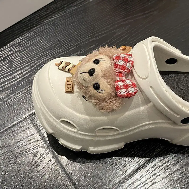 Women's White Platform Clogs with Bear Design — feature 29