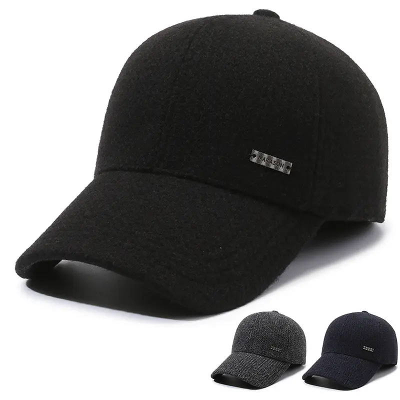 New Men's Black Fleece Baseball Cap Cold Proof - Image 5