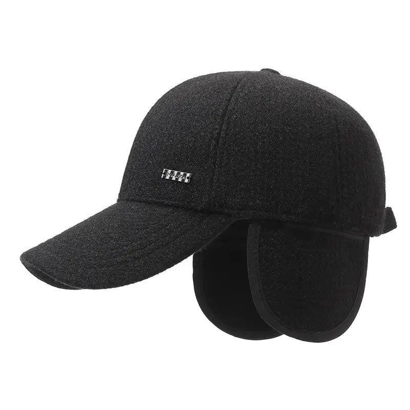 New Men's Black Fleece Baseball Cap Cold Proof - Image 8