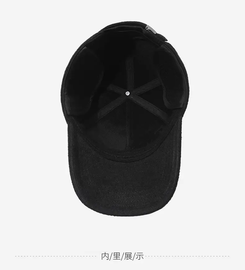 New Men's Black Fleece Baseball Cap Cold Proof — feature 13