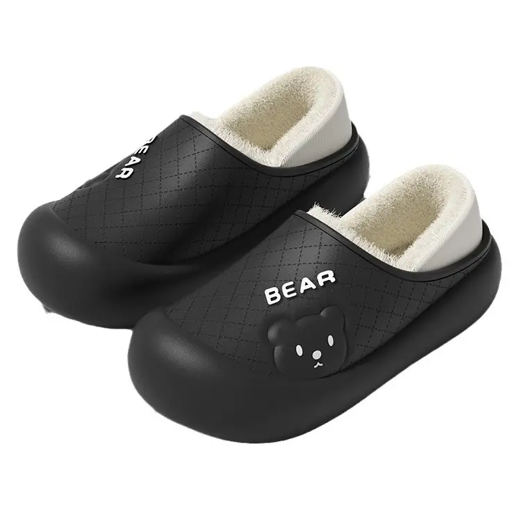 2025 new cute bear bag with couples month thick warm cotton slippers eva lightweight outer wear thick bottom